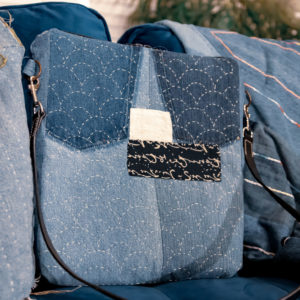 handstitched denim purse